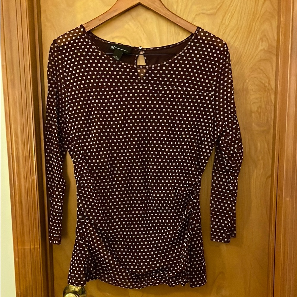 INC Burgundy Fitted Top with Long Sleeves